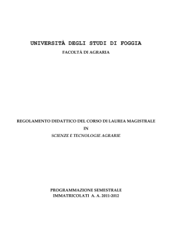 Laurea Magistrale in Scienze e Tecnologie Agrarie