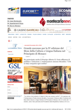 05.11.2014 Montecarlo News Successo del mese della cultura Italiana