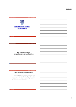 Lezione 5 Organizzazione Aziendale