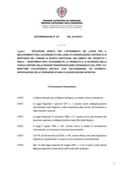 DETERMINAZIONE N&deg; 337 DEL 24/12/2014 &mdash;&mdash;&mdash;&mdash; Oggetto