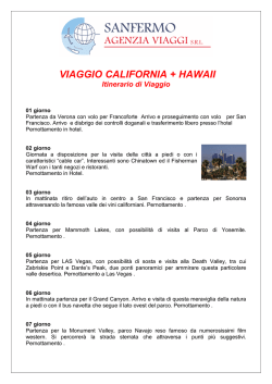 VIAGGIO CALIFORNIA + HAWAII Itinerario di
