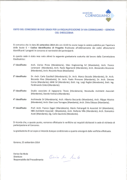 Esito concorso e classifica - Societ&agrave; per Cornigliano SpA