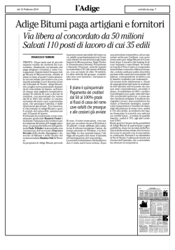 Adige Bitumi paga artigiani e fornitori