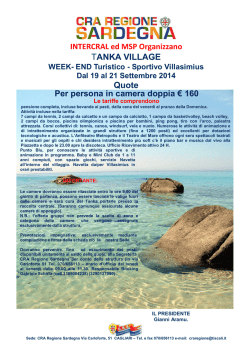 INTERCRAL ed MSP Organizzano TANKA VILLAGE Quote Per