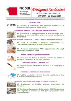 Dirigenti Scolastici: Notiziario NAZIONALE N. 33
