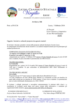 INIZIATIVE: Proposte Culturali delle agenzie di Teatro
