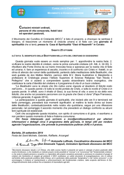 Carissimi ministri ordinati, persone di vita consacrata
