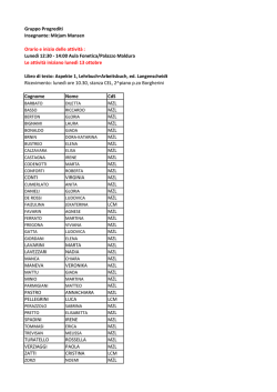 Gruppo Progrediti Insegnante: Mirjam Mansen Orario e inizio delle