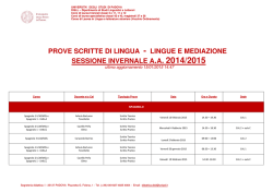 Calendario prove Download - Dipartimento di Studi Linguistici e