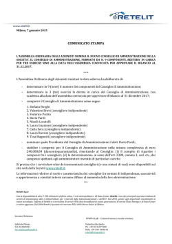 COMUNICATO STAMPA