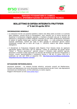 Bollettino difesa integrata fruttiferi n 9 del 24 aprile 2014