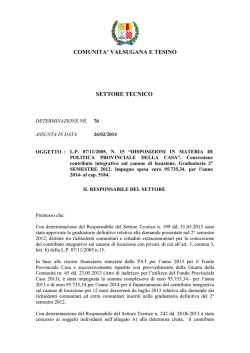 Determina 70 - Comunit&agrave; Valsugana e Tesino