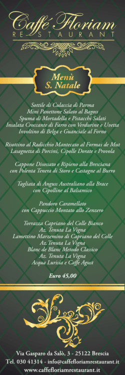 menu natale 2014 ristorante caff&egrave; Floriam Brescia