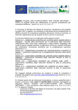 Oggetto: Progetto LIFE+11/NAT/IT/00094 &ldquo;SOS TUSCAN WETLANDS&rdquo;