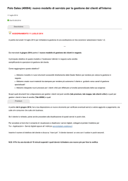 Polo Sales (40004): nuovo modello di servizio - MySupport