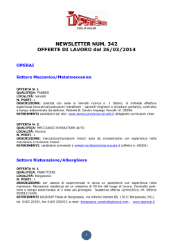 NEWSLETTER NUM. 342 OFFERTE DI LAVORO