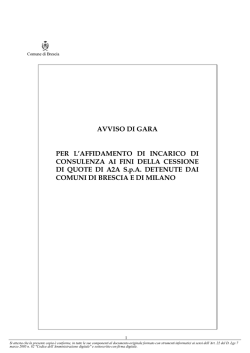 Bando affidamento incarico consulenza per cessione quote a2a
