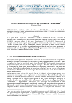 La nuova programmazione comunitaria