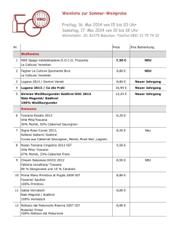 Weinliste zur Sommer-Weinprobe Freitag, 16. Mai 2014 - ego-vino