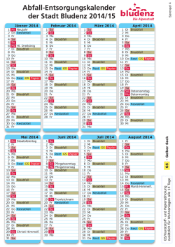 Abfall-Entsorgungskalender der Stadt Bludenz 2014/15