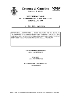 DETERMINAZIONE DIRIGENZIALE 312 Anno 2014