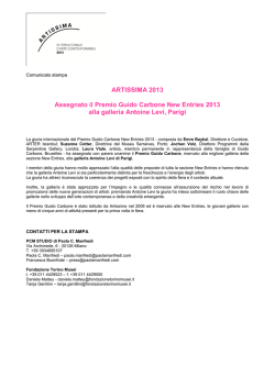 ARTISSIMA 2013 Assegnato il Premio Guido Carbone New Entries
