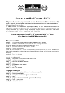 Corso per la qualifica di &ldquo;Istruttore di MTB&rdquo;