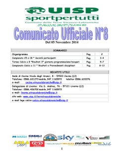 Comunicato Ufficiale n.8 del 05 Novembre