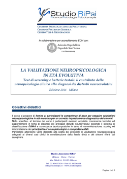 la valutazione neuropsicologica in et&agrave; evolutiva