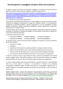 Farmaci generici, vantaggiosi sul piano clinico ed