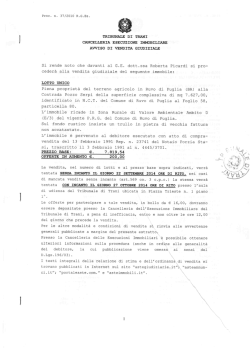 Si rende noto che davanti al G.E. dott.ssa Roberta Picardi si pro