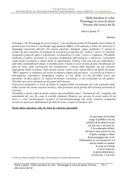 Dalla maschera al volto: Personaggi in cerca di