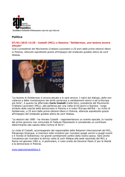Costalli (MCL) a Danzica: “Solidarnosc, una lezione ancora attuale”