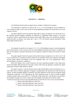 Chiarimenti al 24.09.2014