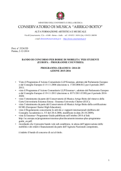 Bando Erasmus studenti azione 2015-16 Europa