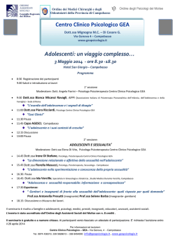 Adolescenti: un viaggio complesso&hellip; Centro Clinico Psicologico GEA