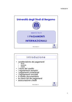 i pagamenti internazionali - Universit&agrave; degli studi di Bergamo