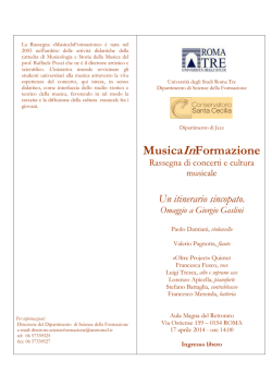 MusicaInFormazione - Universit&agrave; degli Studi Roma Tre