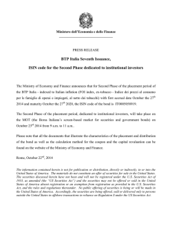 ISIN code for the Second Phase dedicated to institutional investors