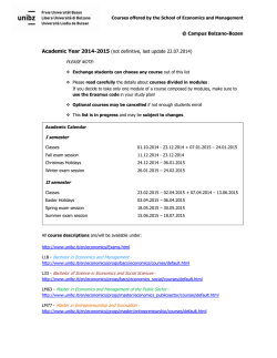 @ Campus Bolzano-Bozen Academic Year 2014