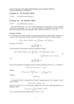 Lezione 9. 13 Ottobre 2014 1 ora Lezione 10. 15 Ottobre 2014 2 ora