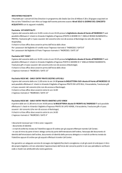 INFO RITIRO PACCHETTI I Pacchetti per i concerti di One Direction