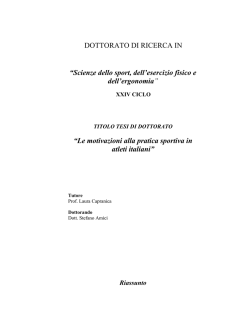 Le motivazioni alla pratica sportiva in
