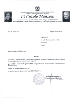 Chiusura scuola - IX Circolo Manzoni