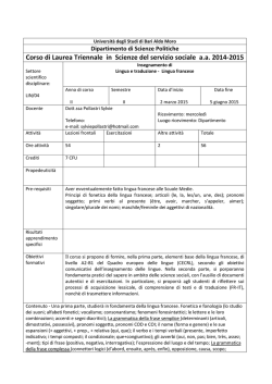 Lingua francese - Universit&agrave; degli Studi di Bari