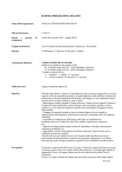 Lingua e traduzione inglese III