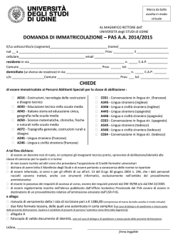 PAS 2014 domanda immatricolazione