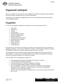 Advance Payment / Pagamenti anticipati