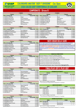 Pubblicazione Calendario Ufficiale di 1&deg; Divisione - Cagliari