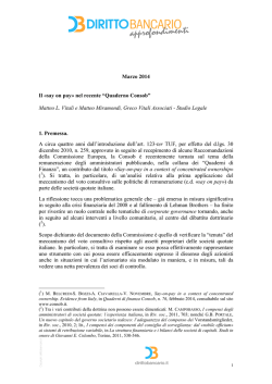 say on pay&raquo; nel recente &ldquo;Quaderno Consob&rdquo;